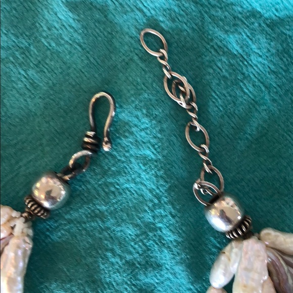 White Keshi pearl and silver necklace - Picture 3 of 4